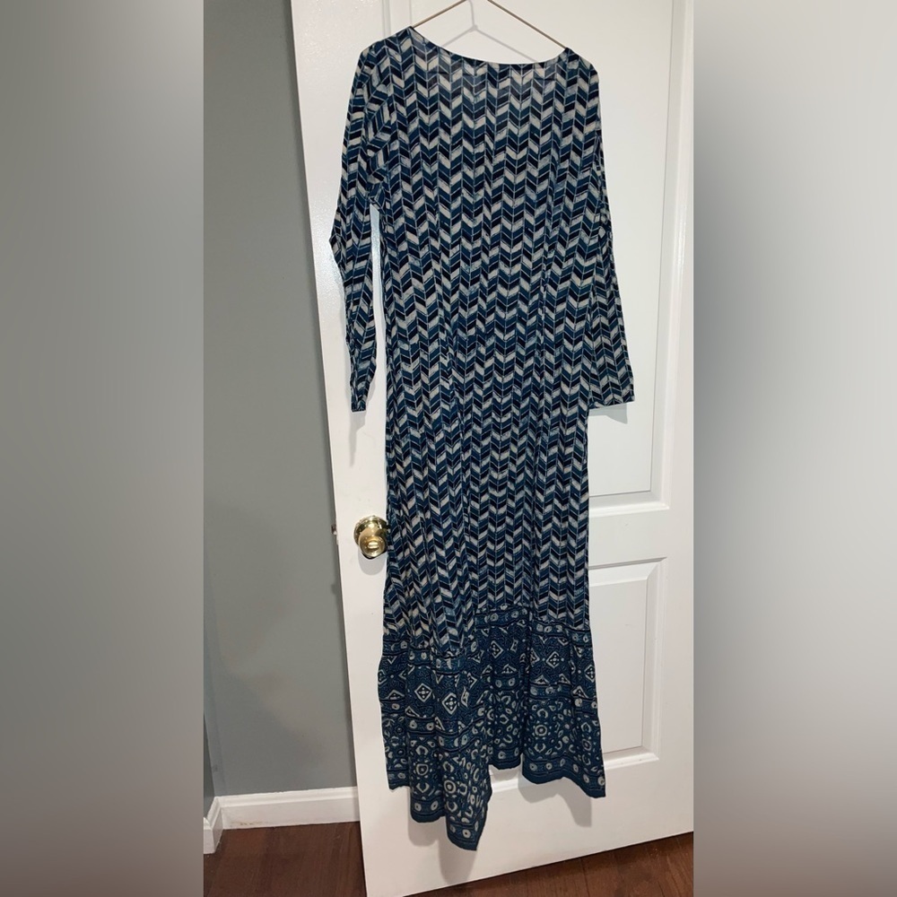 New! Pax Philomena x Anthropologie Prisma Indigo Mermaid Kaftan Maxi Dress💙Small - Picture 11 of 13
